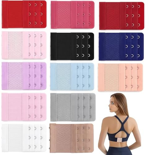 RhiVrillion Allunga Reggiseno 3 Ganci, 13 Pezzi Prolunga per Reggiseno con 13 Colori, Estensore per Gravidanza e Donna, Materiale Morbido ed Elastico