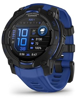 Garmin Instinct 3, Reloj Inteligente con GPS, Pantalla AMOLED de 45 mm, Resistente al Agua, Aplicaciones Deportivas integradas, Monitorización de la Salud, Linterna LED, hasta 18 días autonomía, Azul