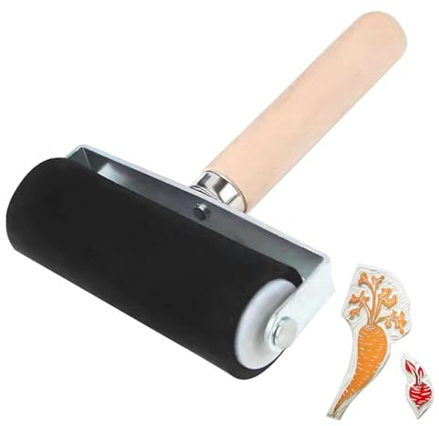 Penlimly Rullo di inchiostro | Rullo per artigianato con manico in legno | Pennello, applicatore di inchiostro per timbratura carta da parati per scrapbooking stampa carta da parati