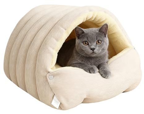 Geschlossenes Katzenbett – Winter-Haustiernest, Kätzchenbett, Höhle – für Katzen, Hunde, Welpen, drinnen und draußen, Schlafzimmer, Winter, Zuhause, Wohnzimmer