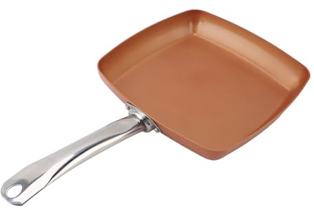 SIXRUN Poêle à Frire Carrée Antiadhésive en Aluminium pour Cuisinières à Gaz, Cuisinières à Induction, Poêle à Frire Polyvalente Allant au Lave-vaisselle pour Sandwichs à la Viande, Noix pour le