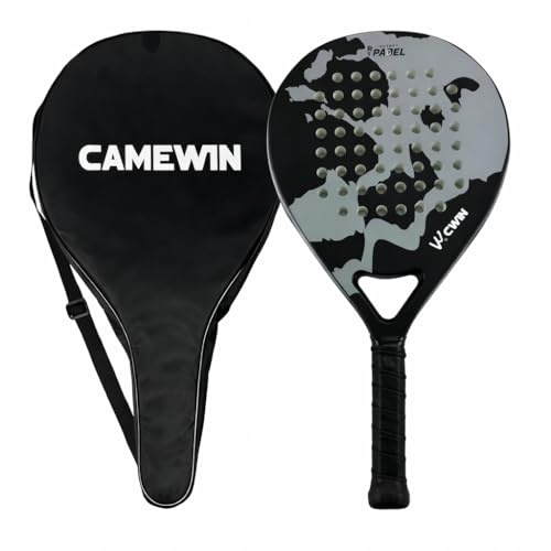 Padel Racket with Bag 100% Carbon Fiber, Pro Paddle Rackets for Adults, Carbon Fiber Surface with EVA Memory Flex Foam Core, Paddle Tennis Racket Perfect for Beginners & Players of All Ages (Grey)