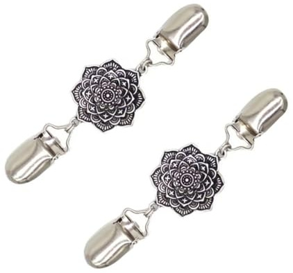 ifundom Lot de 2 Pinces à Col de Pull Vintage en Alliage Métallique Clips Rétro pour Cardigan et Écharpe Couleur Argenté Ancien Accessoires Femme pour Hiver et Tenue Chic