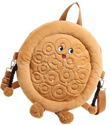 JSGHGDF Sac à bandoulière en peluche douce avec design unique de pain plat, léger et pratique en peluche, l