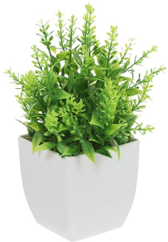 Garneck Planta Artificial de Interior Pequeña en Maceta, Simulación Realista de Lavanda, Planta de Plástico Resistente para Decoración de Escritorio, Oficina y Hogar, sin Mantenimiento