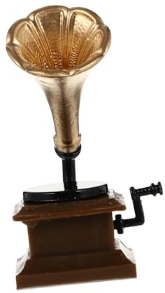 Parliky Mini Gramophone en Résine Miniature Rétro, Modèle Décoratif pour Maison de Poupée, Décoration Intérieure Vintage pour Bureau et Agencement de Mini-Maisons, Ornement de Table