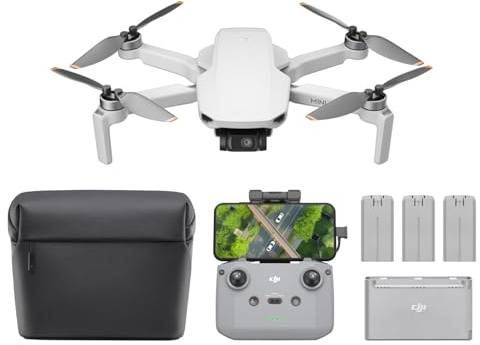 DJI Mini 4K Fly More Set, 4K-UHD-Kameradrohne, < 249 g, mechanischer 3-Achsen-Gimbal, 10 km Videoübertragung, automatische Heimkehr, bis zu 93 Minuten Gesamtflugzeit mit 3 Akkus, QuickShots