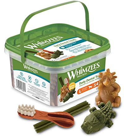 WHIMZEES By Wellness Variety Box Dental, Mixed Shapes, Size L, 14 Pieces, Natural and Grain Free Dog Chews, Dog Dental Sticks for Large Breeds, No Added Sugar