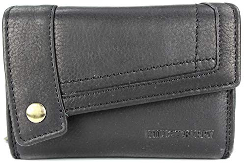 Belli Hochwertige Vintage Leder Damen Geldbörse Portemonnaie Dickes und kompaktes Portmonee Geldbeutel aus weichem Leder mit RFID in schwarz - 14,5x10x5cm (B x H x T)