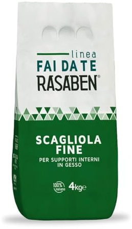 Rasaben- Scagliola Fine Bianca Extra Fine, per Finiture Intonaci e Supporti a Base di Gesso, Facile Applicazione, Uso Interno, Made in Italy, da 4kg