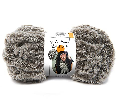 Lion Brand Yarn (1 Skein) Go for Faux Thick & Quick Bulky Yarn, Chow