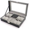 MR Maestro Relojero - Vitrina para Guardar 8 Relojes, Gemelos y Joyas | Piel sintética e Interior Aterciopelado Grey | Ideal para Organización de Joyas y Relojes, Muy Practico, Estupendo para Regalo