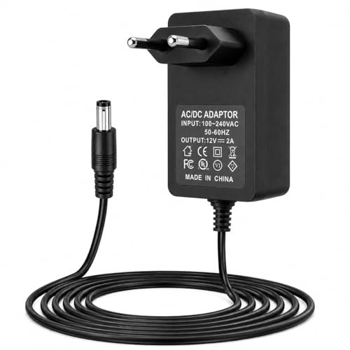 CABLEPELADO Alimentador 12V 2A Universal AC/DC | Adaptador de Corriente | Jack DC 5,5 x 2,5 mm | Entrada 100-240V | Centro Positivo | Compatible con CCTV, Tiras LED, Router, DVR y Electrónica.