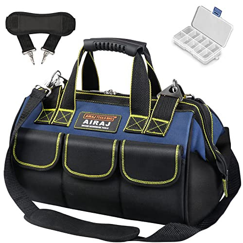 AIRAJ 36 * 21 * 26CM Borsa Porta Attrezzi Multifunzione Con Apertura Ampia,Resistente All'usura E Impermeabile,Tracolla Regolabile,Adatta Per La Casa Quotidiana,Lavorazione Del Legno