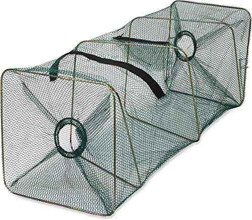 normani Reuse für Köderfische Kleinfische mit Reißverschlussöffnung und Futternetz - Drahtrahmen, praktisch faltbar, Aal, Krebs, Shrimps, Barquet, Teich, Aquarium - 4 Verschiedene Größen