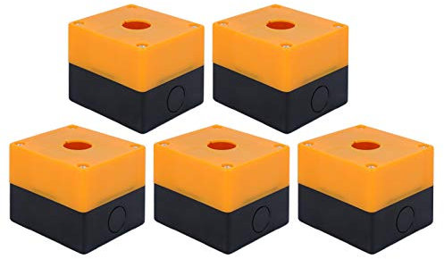 Botón pulsador, interruptor, 5 piezas Caja de parada de emergencia Botón del interruptor de control Caja de conexiones impermeable Amarillo 22 mm BX1‑22