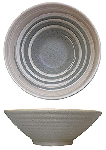 Cuenco De Barro Para Sopa, Cuencos Para Fideos, Cuenco De Cerámica Para Ramen, Cuenco Japonés Para Ramen, Textura En Espiral, Ideal Para Ensaladas, Sopa, Pasta,Gray green,20×7cm