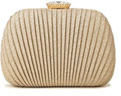 Women's Luxury Looking Pleated Style Clutch Evening Bag Pefect For Wedding Bridal Prom Party