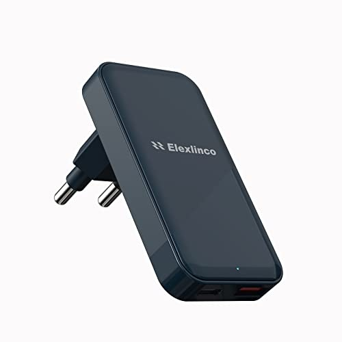 Elexlinco 20W 2-Port USB C Ladegerät, PD 3.0 Power Adapter Ladestecker Kompatibel für iPhone, iPad, Samsung Galaxy, Nexus, HTC, Motorola, LG und Viele Mehr (Blau)