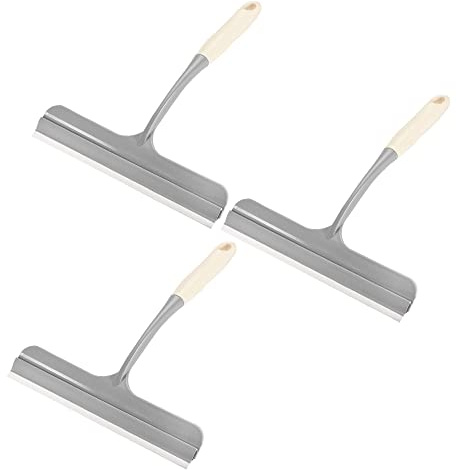 sourcing map Ducha Goma Escobilla Vidrio Limpiaparabrisas con Colgante Agujero para Vidrio, Ducha Puerta, Mármol Pared, Baño, Beige, Paquete de 3