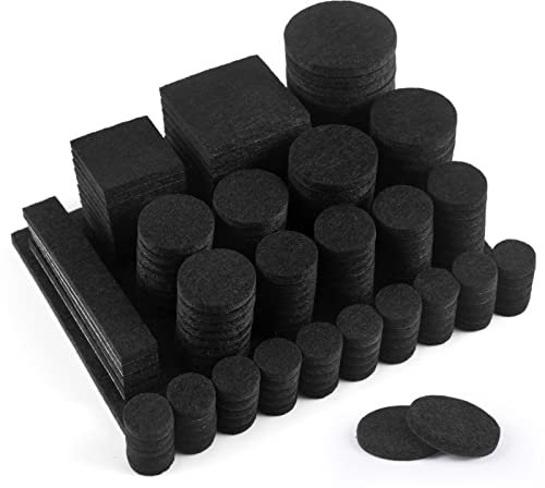 moinkerin Filzgleiter, 160 Stück Möbelgleiter (quadratisch und rund) – Schwarz, Gleiter für Möbel, 5 mm, für Möbelfüße, Stuhlbeine, Hartholzböden