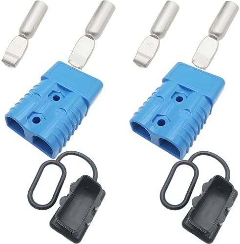 CESFONJER 175A 600V Conectores de Batería, 1/0-2AWG Kit Conector Conexión y Desconexión Rápida de Batería, para Coche, Caravan, Winch Trailer Cabrestante (Azul)