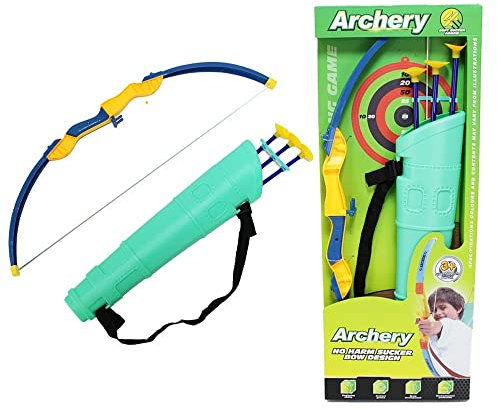 BEMIRO Pfeil und Bogen Spielzeug Set - ca. 54 cm, mit Zielscheibe, Pfeil und Bogen Kinder, Pfeil und Bogen Set