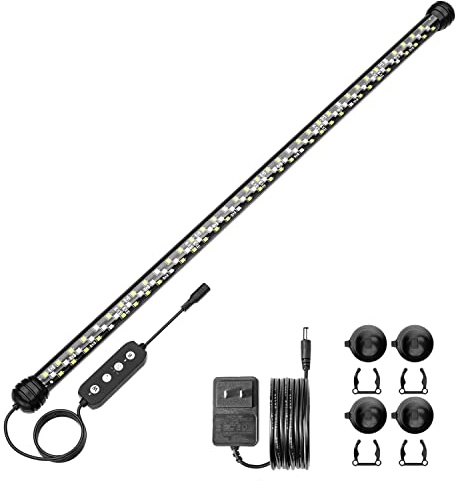 Seaura LED acuario luz con temporizador, luces sumergibles para peces tanque, luz de tanque de peces, 3 modos de iluminación, ajustable (22,8 in for 24-43inch planted Tank), 12W