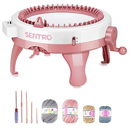 Uennm Macchina per Maglieria, 48 Aghi per Tessere Intelligenti Macchine per Maglieria Rotonde, Adulti e Bambini Tagliere da Lavoro a Maglia Doppio mestiere Rotante per Cappello Sciarpa Coperte (B)