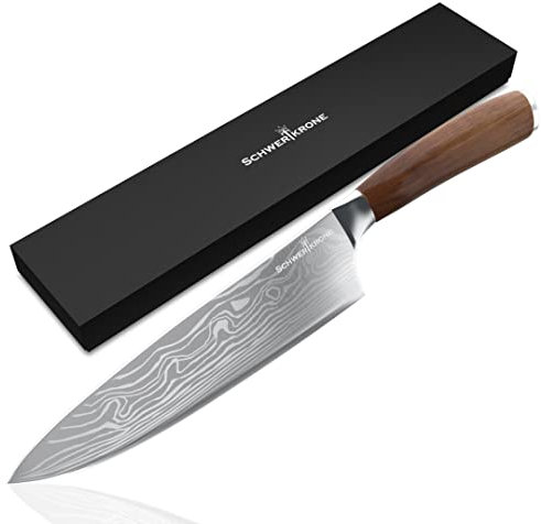 Schwertkrone Kochmesser Chefmesser Walnussgriff Küchenmesser mit Handabzug Made in Germany