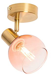 Qazqa vidro - Faretto Art déco - 1 luce - L 10 cm - Rosa - Art déco - Soggiorno I Camera da letto I Sala da Pranzo I Cucina