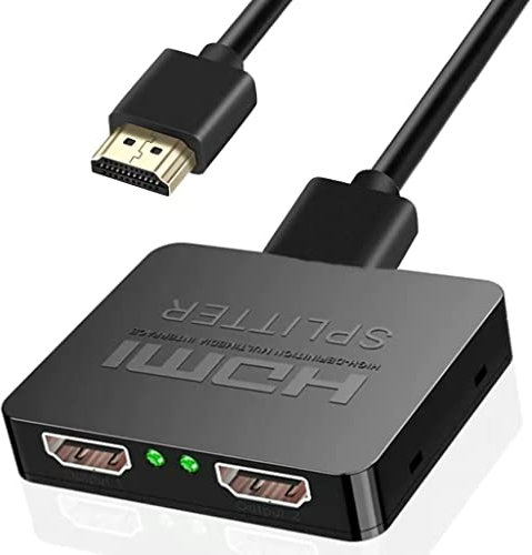 Splitter HDMI 1 in 2 Out 4K 3D HDMI Distributor Adattatore 1 a 2 Way per doppio monitor, 2 porte hub cavo per PS3/4, Xbox, Sky, DVD, HDTV, proiettore
