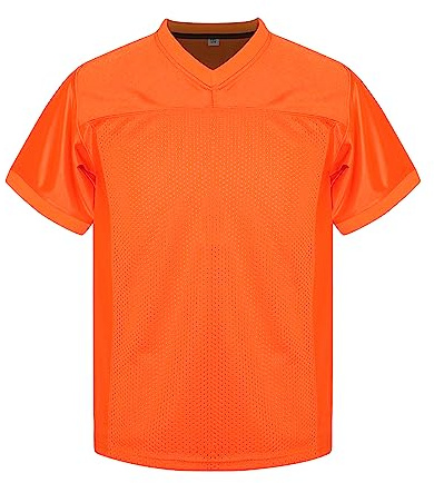 MESOSPERO Youth Football Jersey American Football Jersey Sports T-Shirt Blank Kids Football Practice Jersey (Orange, S)