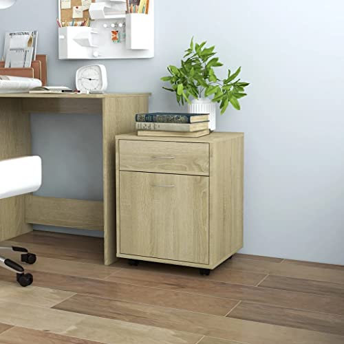INLIFE Rollschrank Sonoma-Eiche 45x38x54 cm Holzwerkstoff,Braun,13.5KG,808443