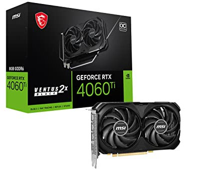 MSI Gaming GeForce RTX 4060 Ti 8 Go GDRR6 128 Bits HDMI/DP Nvlink TORX Fan 4.0 Ada Lovelace Architecture Carte Graphique (RTX 4060 Ti Ventus 2X Noir 8 Go OC)