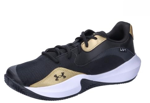 Under Armour Unisex UA Lockdown 7 Low Basketball Schuhe, Black Metallic Gold Black, 42 EU