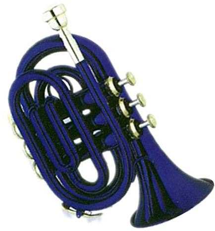 Trompete im Taschenformat Hochwertige Blaue Farbe Taschentrompete Messingkörper Kupfernickelventile Ton Bb Messinginstrument Taschentrompete