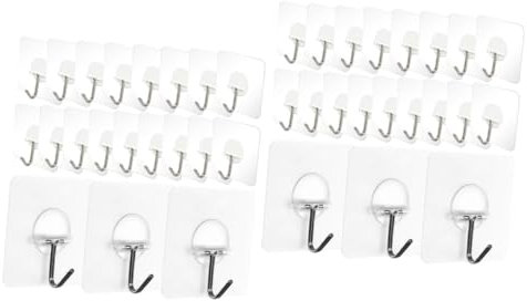 SOLUSTRE 40stücke Selbstklebende Wandhaken Tragfähige Und Wiederverwendbare Haken Transparent Ohne Bohren Für Kleidung Handtücher Und Mehr Für Innen Und Außenanwendungen