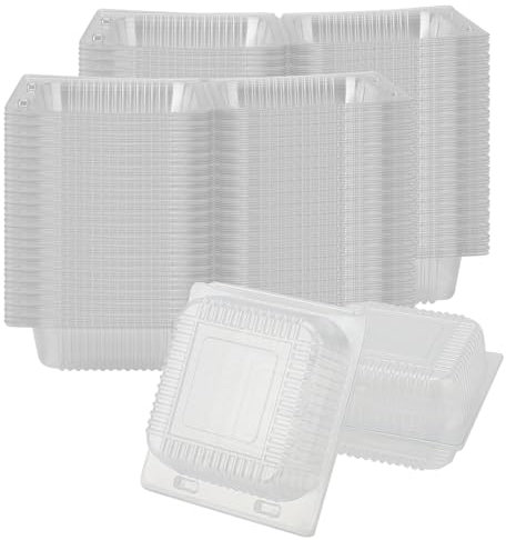MOUYAT Lot de 120 boîtes à gâteau individuelles transparentes de 13 cm pour portions de gâteau, boîtes à cupcakes carrées avec couvercles, récipients alimentaires en plastique pour muffins, sandwich,