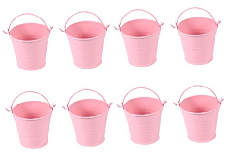 DECHOUS 8stücke Metallblecheimer Klein Pinker Eimer Mini-eiseneimer Als Blumentopf Für Zuhause Praktisch Stapelbar Und Hängbar