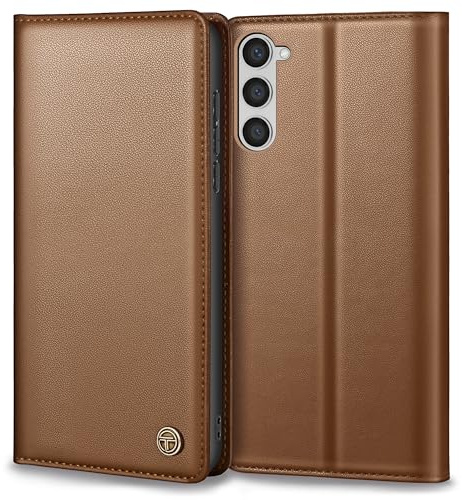 Handyhülle für Samsung Galaxy S23 Hülle Mit Schutzfolie, Premium Lederhülle Schutzhülle Tasche für Samsung S23 Hülle Wallet Kartenfach Standfunktion Klappbar Flip Case für Galaxy S23 Hülle, Braun