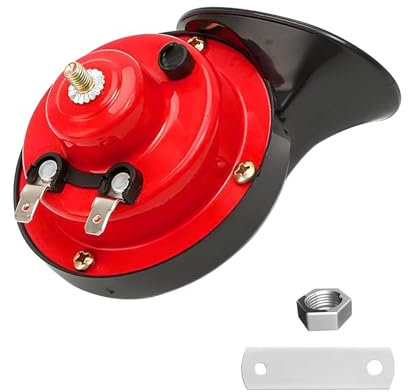 300DB Super Loud Car Horn, 12V Waterproof Car Air Electric Snail Horn, Auto High Low Tone Horn Replacement, Universal Accessories for Car, Motorcycle, Truck, Bike, Boat (Red TZ-101)