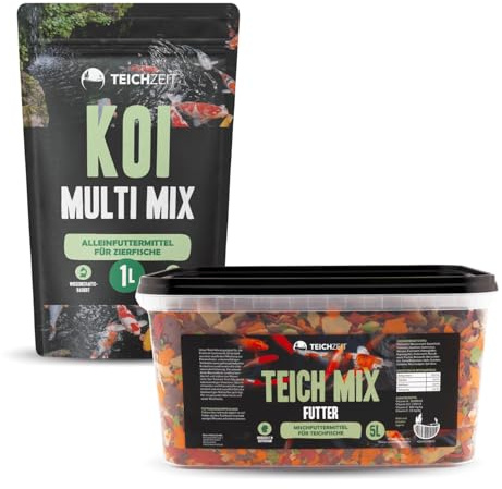 Juego de alimento para estanque de color | Juego de alimento para peces sanos y de colores intensos y Koi | 1 x estanque Koi Multi Mix & 1 x Estanque Mezcla de alimentos
