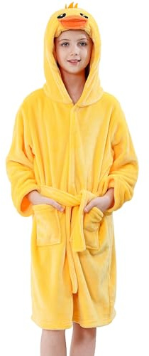COOKY.D Baby Flannel Pocket Bathrobe Boys and Girls Animal Hooded Fleece Dress Gown Toddlers Kids Soft Santa Clothing 3-13 Years