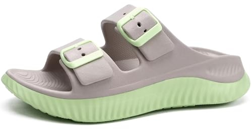 KuaiLu Sandales de Récupération Femmes Confortable Orthopediques Fasciite Plantaire Réglable Sport Sandalette Soutien en été Voûte Plantaire, Antidérapante Voyage Plage Respirant Léger Vert Abricot 37