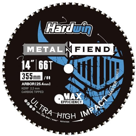 Hardwin Lame de scie circulaire 355mm pour métal - 66 dents, cermet, compatible Evolution S14/S15/S355CPS
