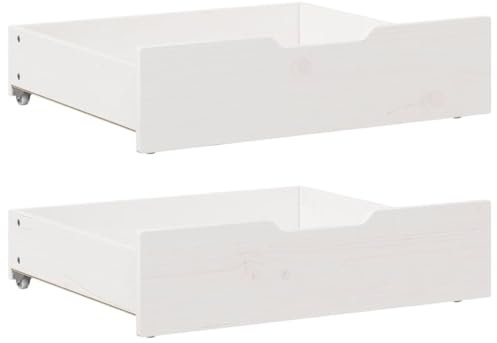 Xichuzi Bettschubladen 2 STK. Weiß 75x55x16 cm Massivholz Kiefer, Bettkasten, Unterbettkommode, Unterbett Aufbewahrungsbox, Unterbett Aufbewahrung, Aufbewahrungstasche Für Bettdecken - 850933
