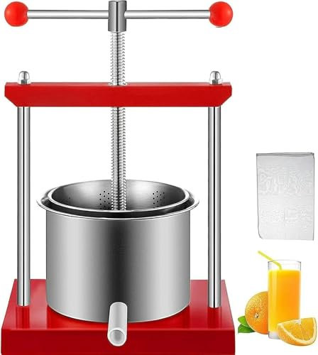Extracteur de miel électrique Pressoir manuel, presse à fruits avec double barillet en acier inoxydable, presse à cidre de vin pour jus, jus d'herbes, vin,