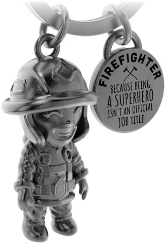 LANOLU Schlüsselanhänger Feuerwehrmann, Feuerwehr Geschenke für Männer, Glücksbringer Geschenke für Feuerwehrmänner aus Metall