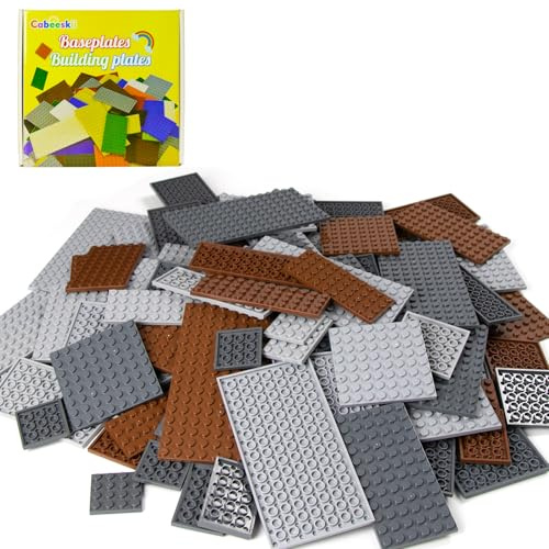 Plaque de Construction Classique 130 pièces, 3 Couleurs avec Plaque de Base de Plaque de Construction de 11 Tailles, Compatible avec Les pièces et pièces Lego, Briques de Construction